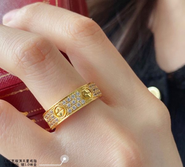 Screw Motif Jewelry LOVE Wide-Set Full Crystal Ring (Premium CNC Hand-Set Version, 3 Finishes) - Image 7