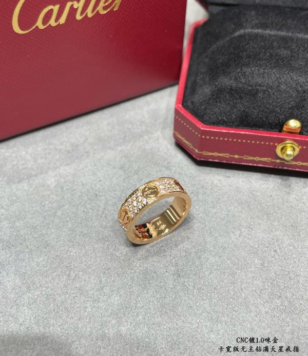 Screw Motif Jewelry LOVE Wide-Set Full Crystal Ring (Premium CNC Hand-Set Version, 3 Finishes) - Image 4