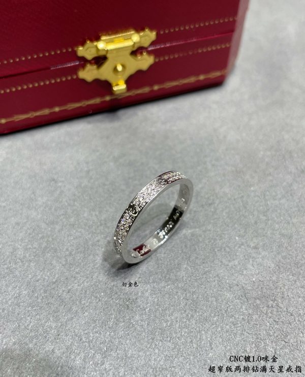 Screw Motif Jewelry LOVE Narrow-Set Double Row Crystal Ring (Premium CNC Hand-Set Version, 2 Finishes) - Image 4