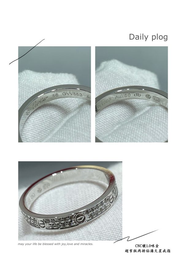 Screw Motif Jewelry LOVE Narrow-Set Double Row Crystal Ring (Premium CNC Hand-Set Version, 2 Finishes) - Image 7