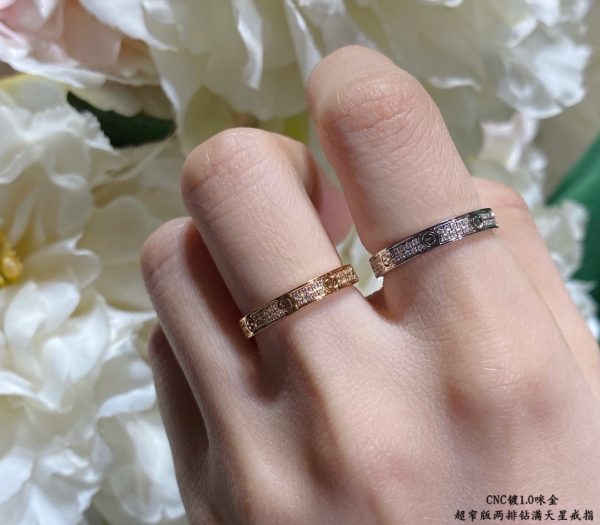 Screw Motif Jewelry LOVE Narrow-Set Double Row Crystal Ring (Premium CNC Hand-Set Version, 2 Finishes) - Image 8
