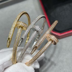 Screw Motif Jewelry Juste un Clou Full Crystal Bangle (Premium CNC Spring-Lock Version, 3 Finishes)