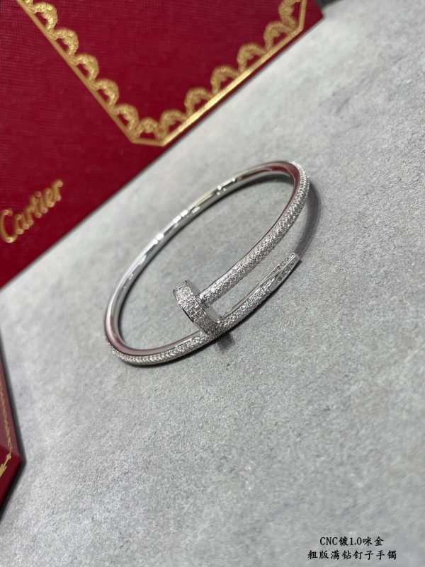 Screw Motif Jewelry Juste un Clou Full Crystal Bangle (Premium CNC Spring-Lock Version, 3 Finishes) - Image 4