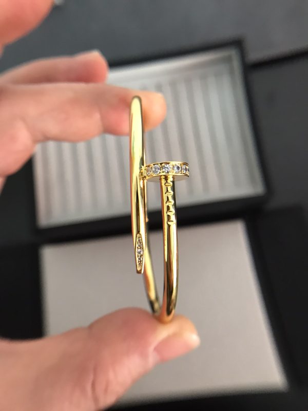 Screw Motif Jewelry Juste un Clou Narrow Bangle with Top Crystals (Premium Version, 3 Finishes) - Image 3