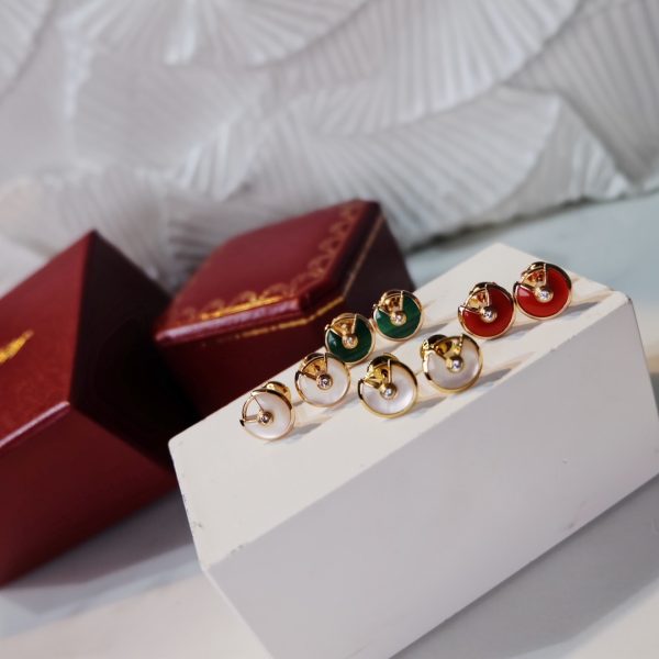 Bold Luxury Jewelry Amulette de Cartier Stud Earrings (Premium CNC Version, 3 Gemstone Variations) - Image 2