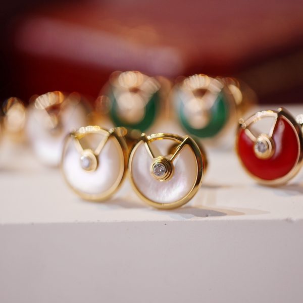 Bold Luxury Jewelry Amulette de Cartier Stud Earrings (Premium CNC Version, 3 Gemstone Variations) - Image 3