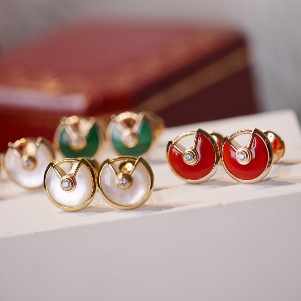 Bold Luxury Jewelry Amulette de Cartier Stud Earrings (Premium CNC Version, 3 Gemstone Variations) - Image 5