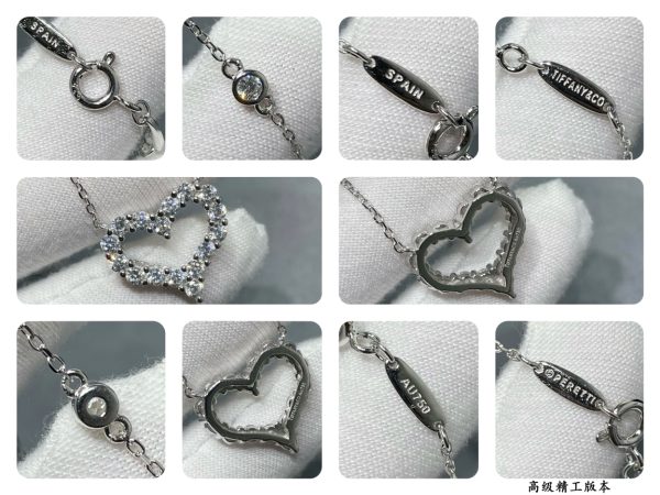 Heart Tag Style Jewelry Open Heart Pendant Necklace with Chain-Set Crystals (Premium S925 Version) - Image 4