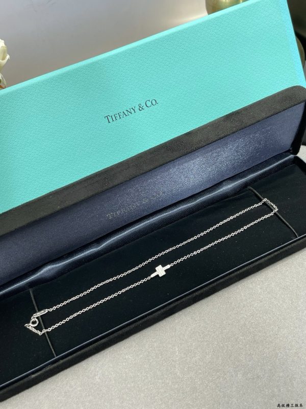 Heart Tag Style Jewelry T Double Chain Bracelet with Diamonds (Premium Version, 3 Finishes, 17cm) - Image 3