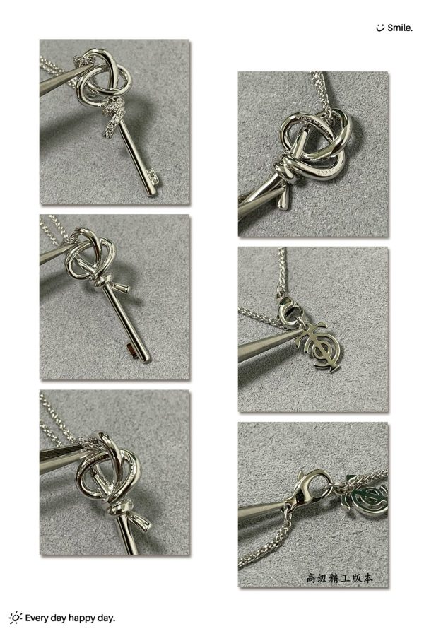 Heart Tag Style Jewelry Knot Key Pendant Necklace (Premium V-Gold Version, 2 Finishes) - Image 4