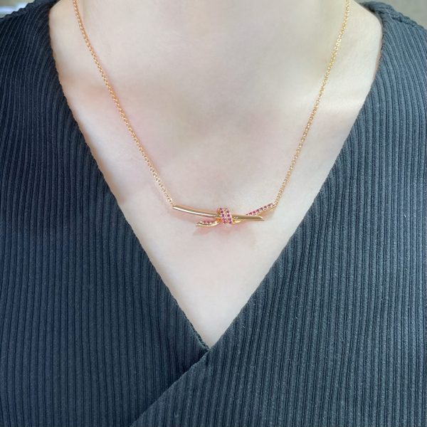 Minimalist Luxury Jewelry Knot Pendant Necklace (Premium CNC Version, Multiple Finishes & Stone Options) - Image 8