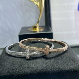 Minimalist Luxury Jewelry T1 Full Crystal Bangle (Premium V-Gold Version, 2 Finishes)