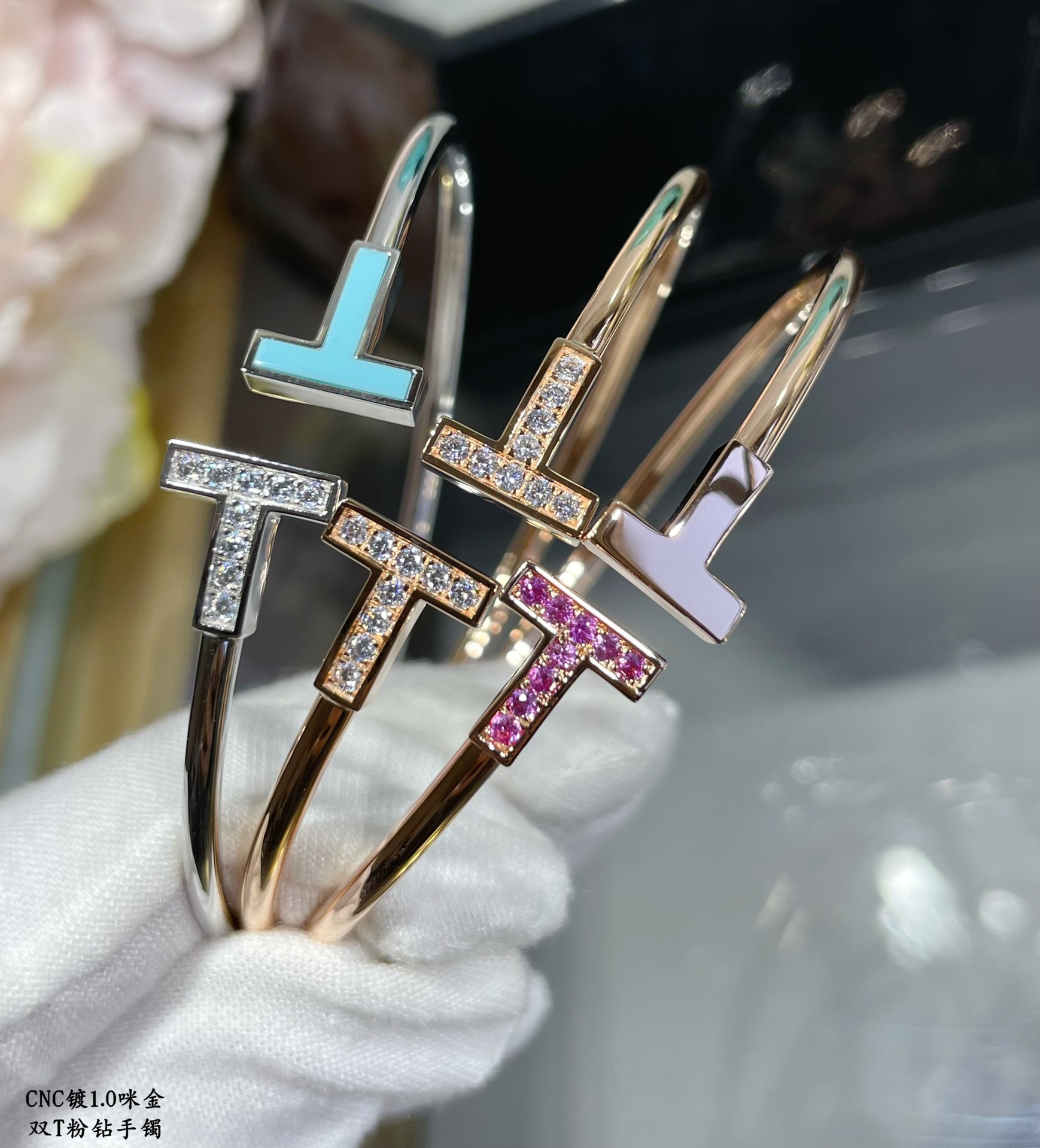 New York Style Jewelry T Wire Open Bangle (Premium CNC Version, Multiple Finishes & Stone Options)