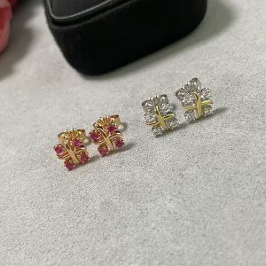 New York Style Jewelry Knot Stud Earrings (Premium Two-Tone Version, 2 Stone Options)