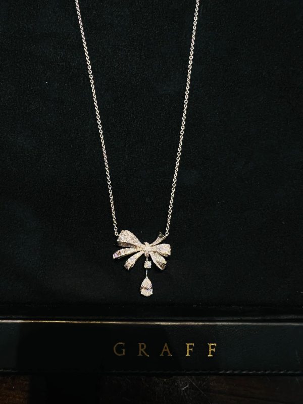 Bow & Teardrop Pendant Necklace (Premium Version) - Image 2