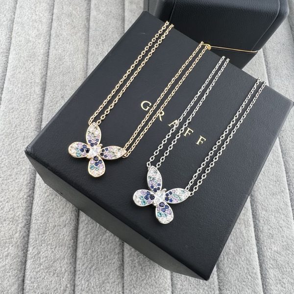 Butterfly Silhouette Pendant Necklace with Gradient Gemstones (Premium Version, 2 Finishes) - Image 9