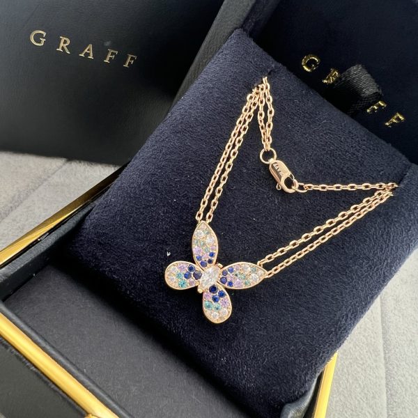 Butterfly Silhouette Pendant Necklace with Gradient Gemstones (Premium Version, 2 Finishes) - Image 7