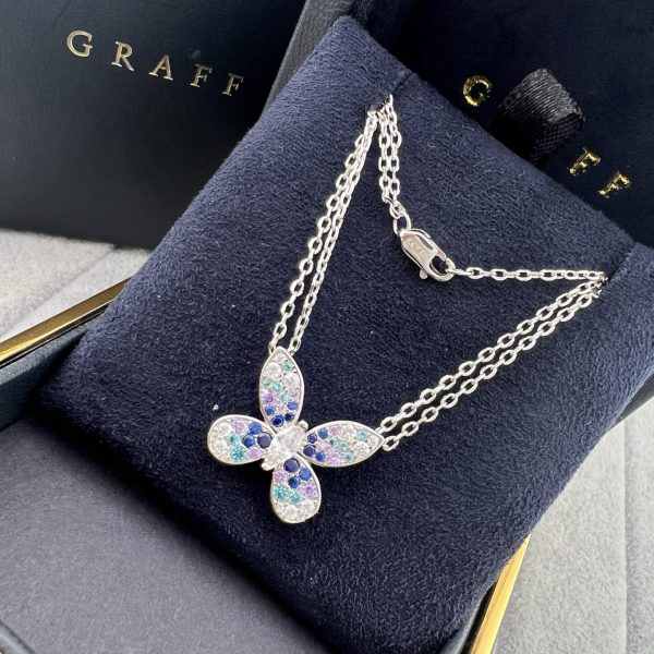 Butterfly Silhouette Pendant Necklace with Gradient Gemstones (Premium Version, 2 Finishes) - Image 3