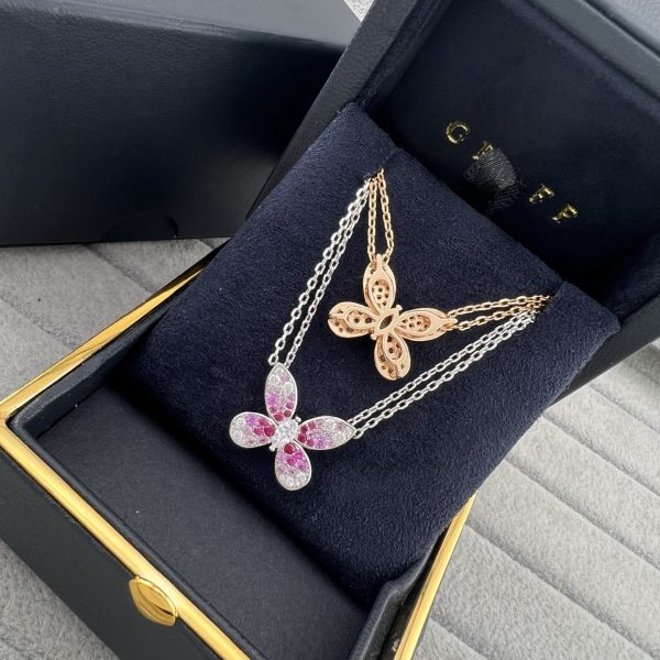 Butterfly Silhouette Pendant Necklace with Gradient Gemstones (Premium Version, 2 Finishes) - Image 4
