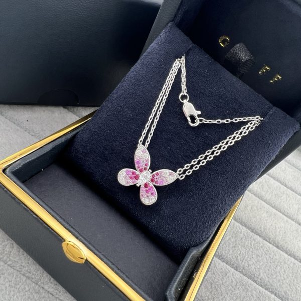 Butterfly Silhouette Pendant Necklace with Gradient Gemstones (Premium Version, 2 Finishes) - Image 5