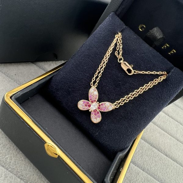 Butterfly Silhouette Pendant Necklace with Gradient Gemstones (Premium Version, 2 Finishes) - Image 6