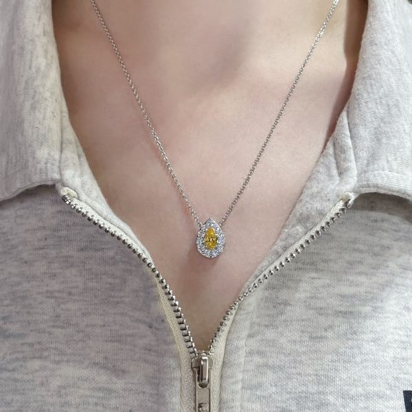 Diamond Style Jewelry Pear-Shaped Yellow Diamond Pendant Necklace (Premium Version) - Image 6