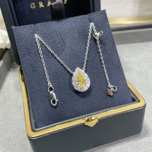 Diamond Style Jewelry Pear-Shaped Yellow Diamond Pendant Necklace (Premium Version)