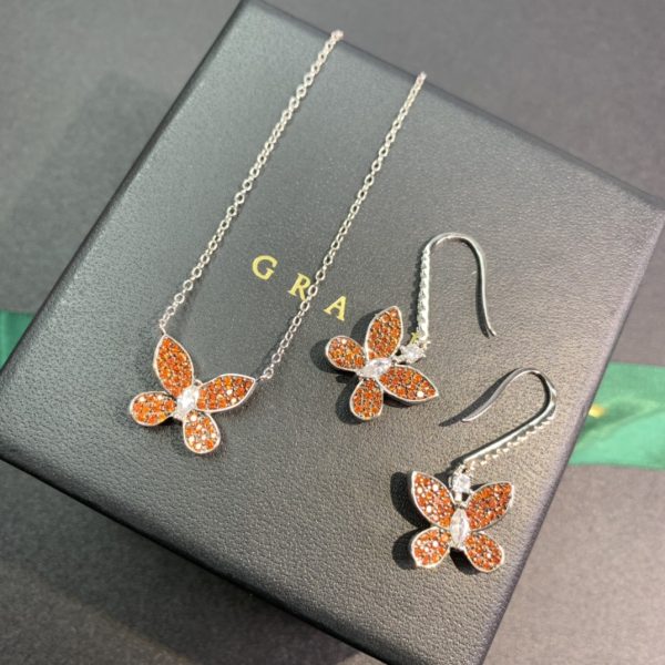 Fine Jewelry Inspired Butterfly Silhouette Pendant & Earring Set (Premium Version, 4 Gemstone Variations) - Image 2