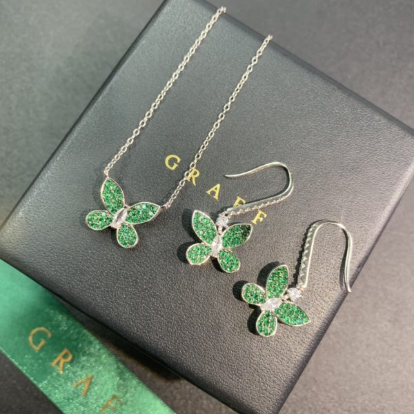 Fine Jewelry Inspired Butterfly Silhouette Pendant & Earring Set (Premium Version, 4 Gemstone Variations) - Image 7